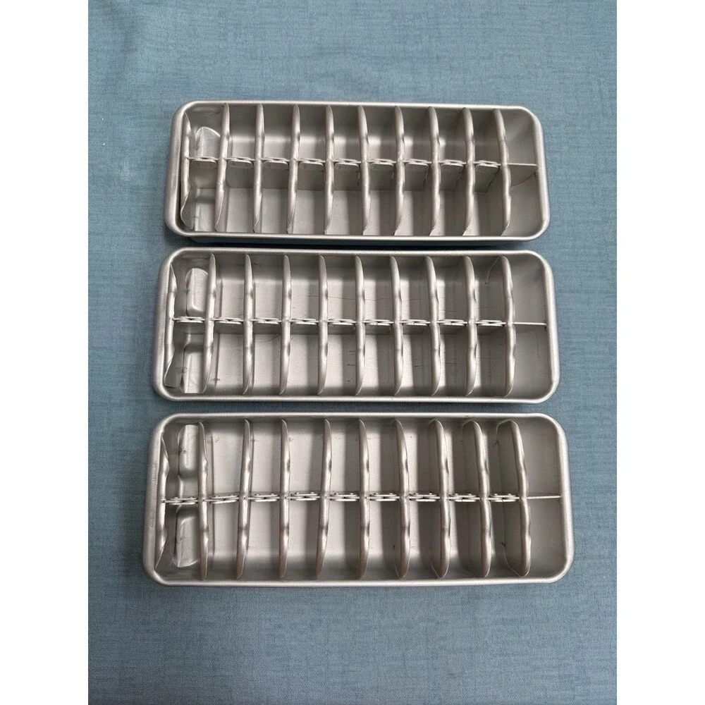 3 Vintage Aluminum Metal Ice Cube Tray 20 Cubes Easy Release 1937 US 2147495